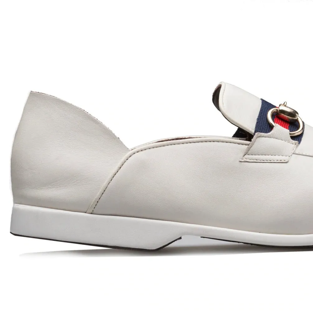 Mezlan R20252 Men's Shoes White Calf-Skin Leather Collapsible-Heels Slipper Sandals (MZS3466)