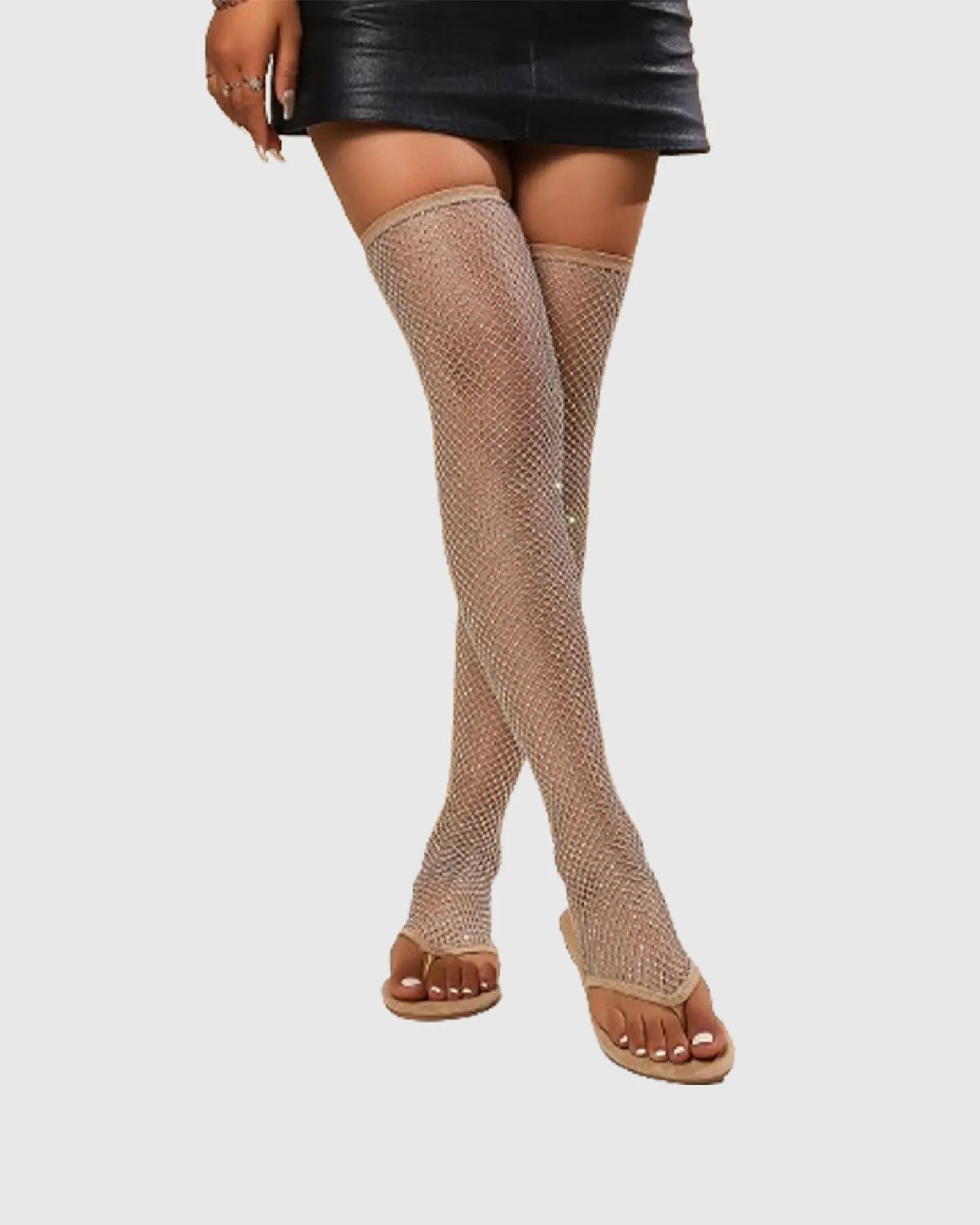 Mia Diamond Mesh Thong Flats In Gold