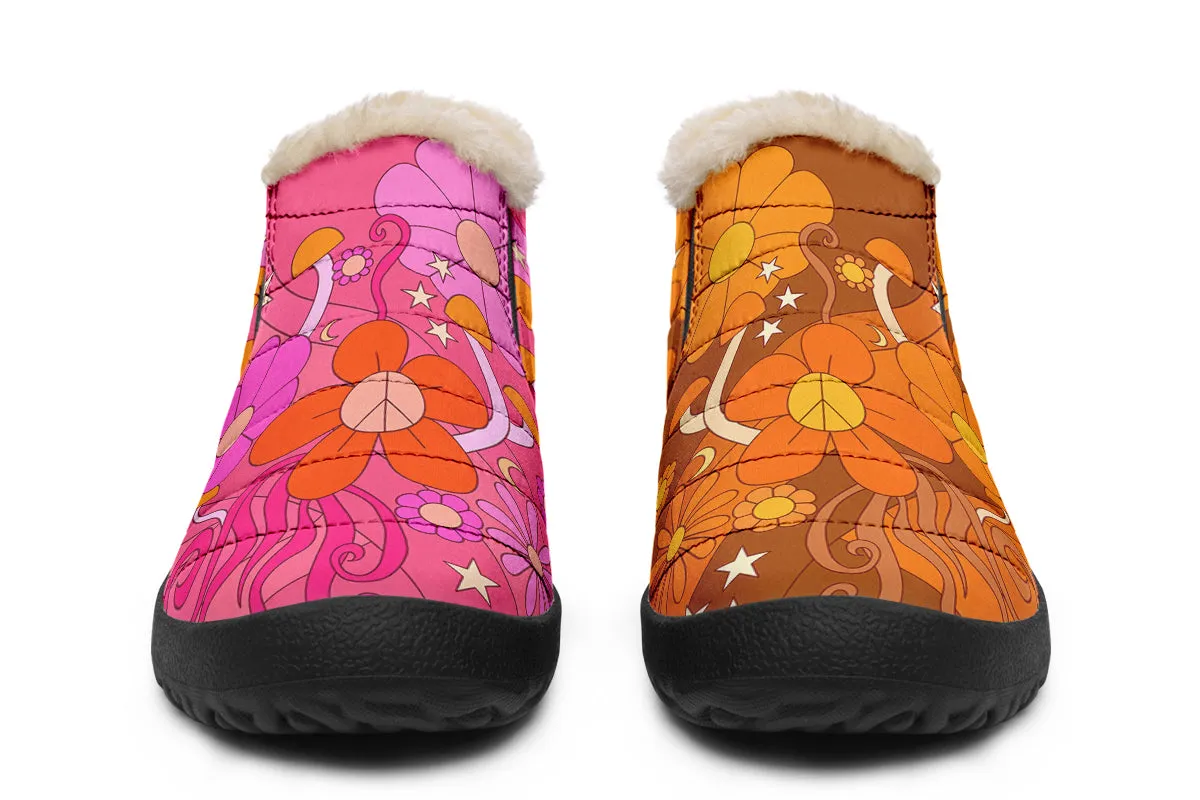 Molly's Mismatched Retro Daisies Winter Shoes