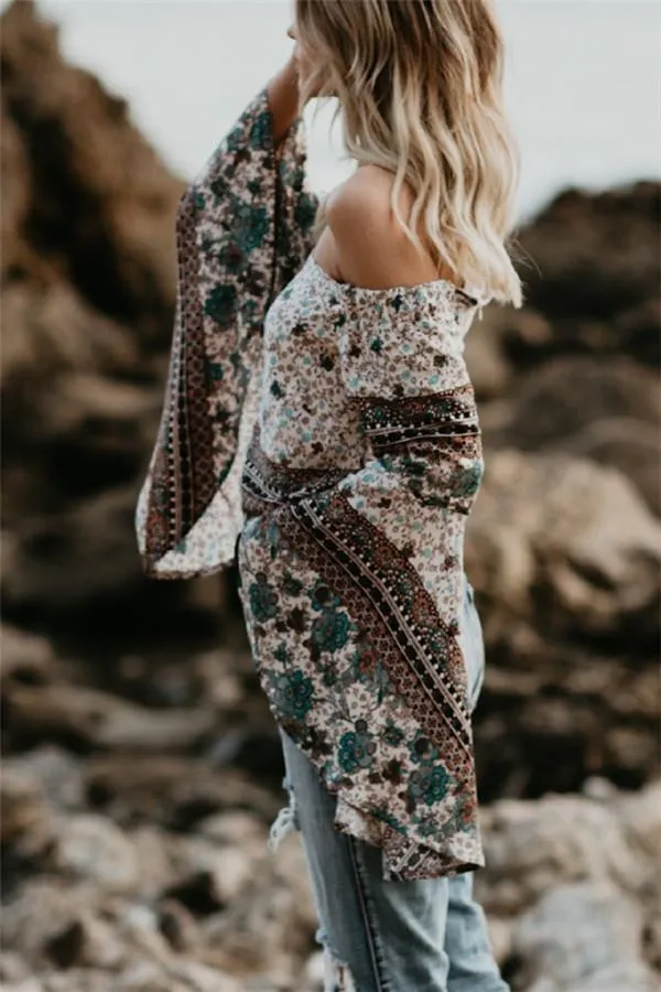 One-Letter Collared Chiffon Sleeve Top