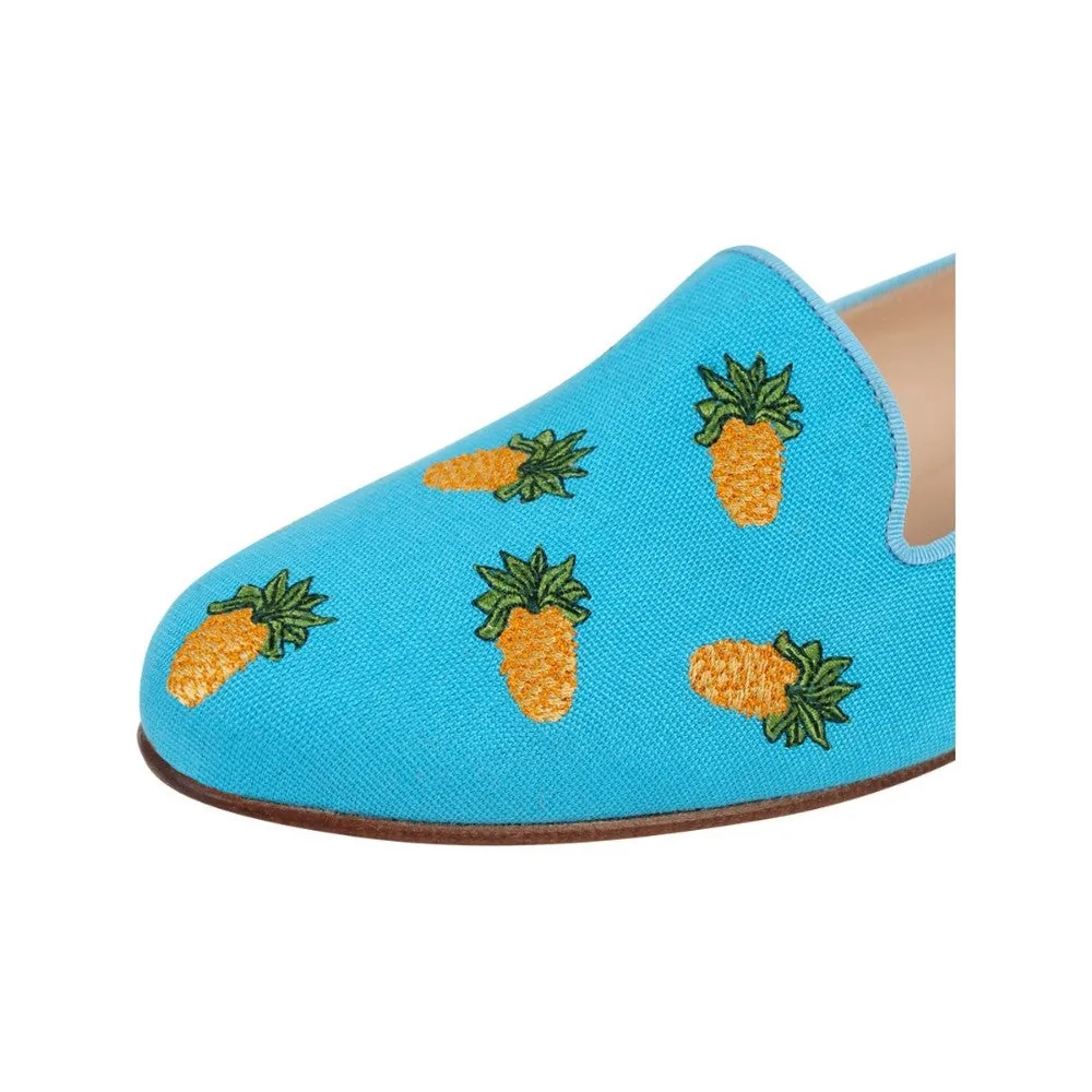 Pineapple Turquoise Linen Jon Josef Flat