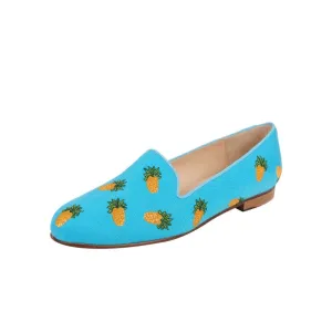 Pineapple Turquoise Linen Jon Josef Flat