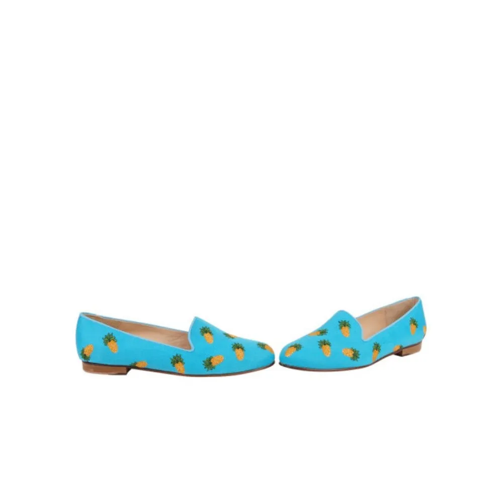 Pineapple Turquoise Linen Jon Josef Flat