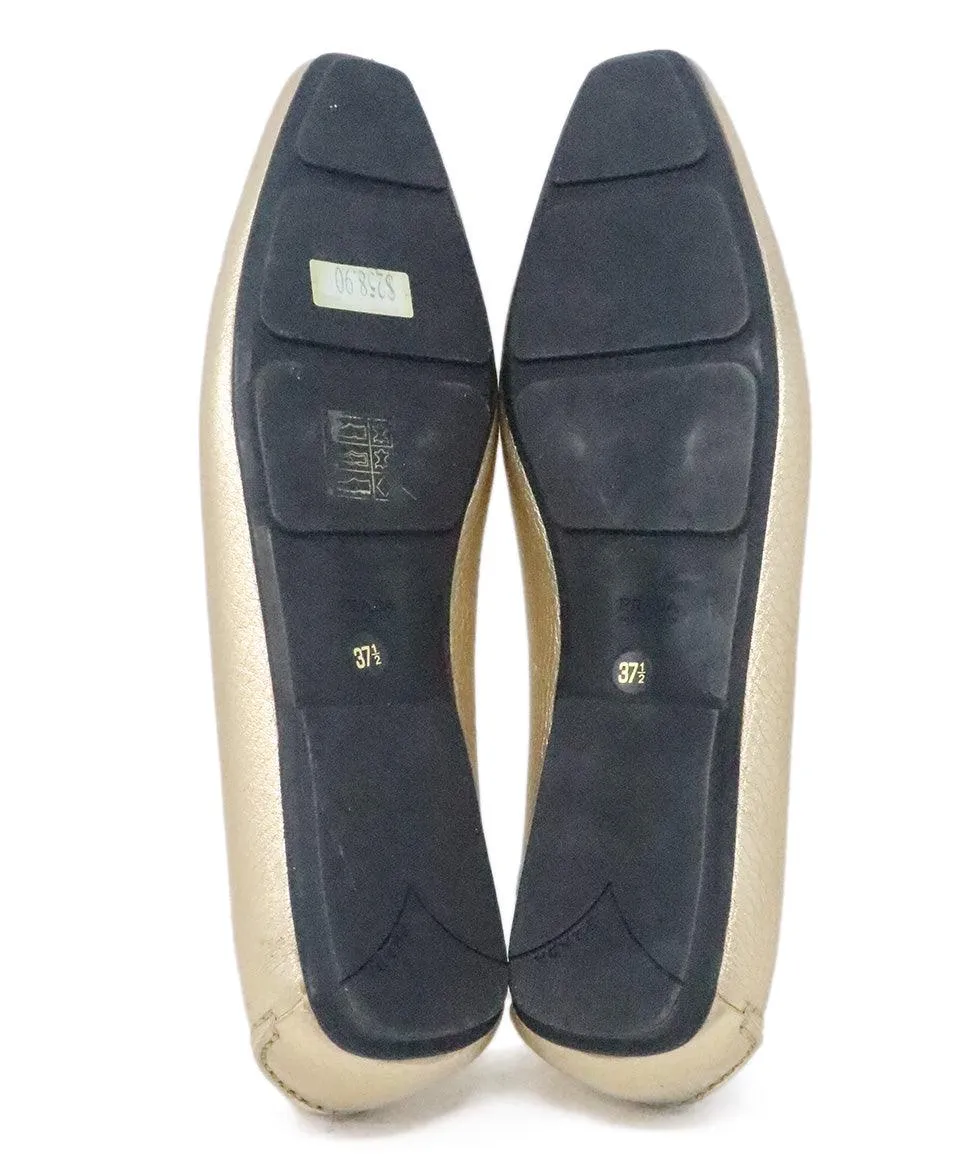 Prada Metallic Gold Leather Loafers sz 7.5