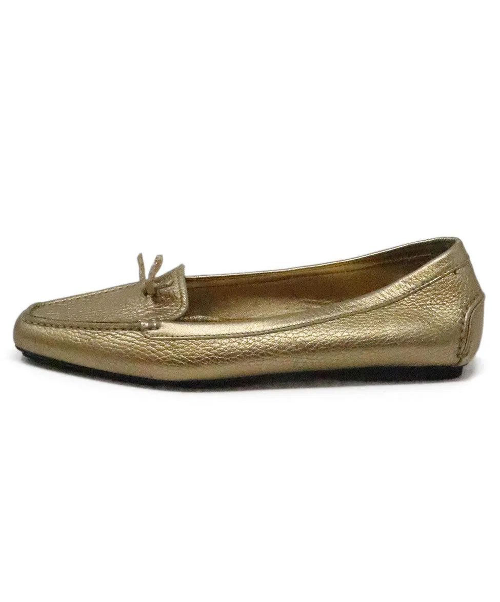 Prada Metallic Gold Leather Loafers sz 7.5