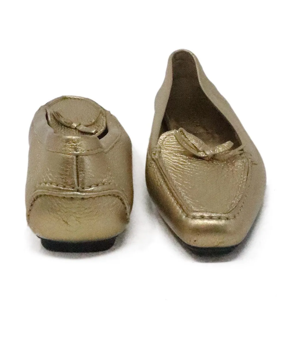 Prada Metallic Gold Leather Loafers sz 7.5