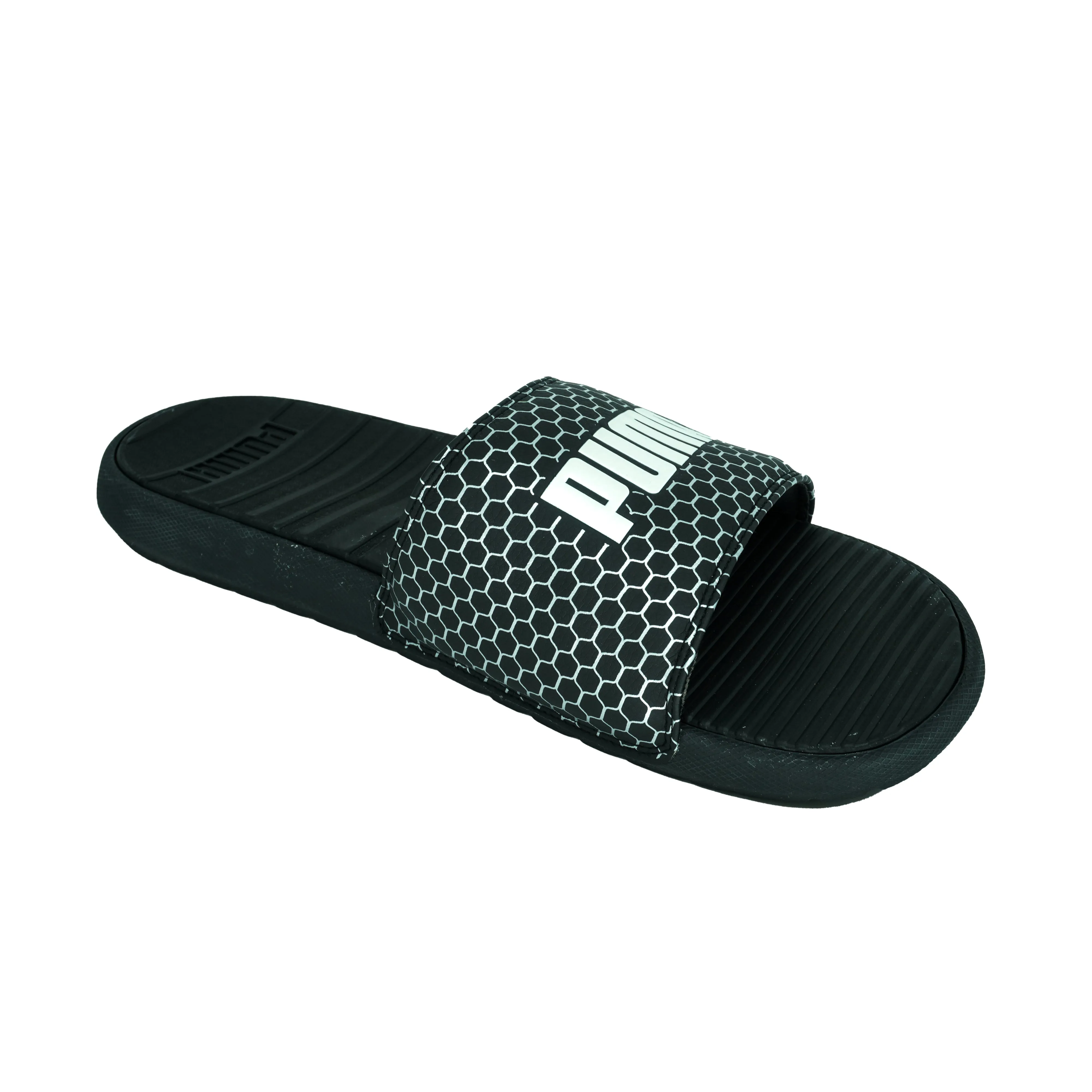 Puma Men's Cool Cat Bold Comfort Slides Black White Size 12