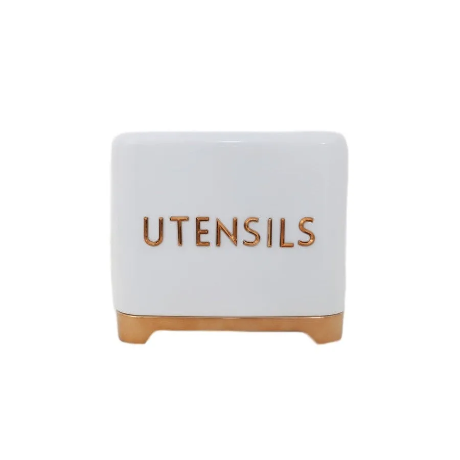 Retro Vintage Retro Tin White with Rose Gold Utensils 32368