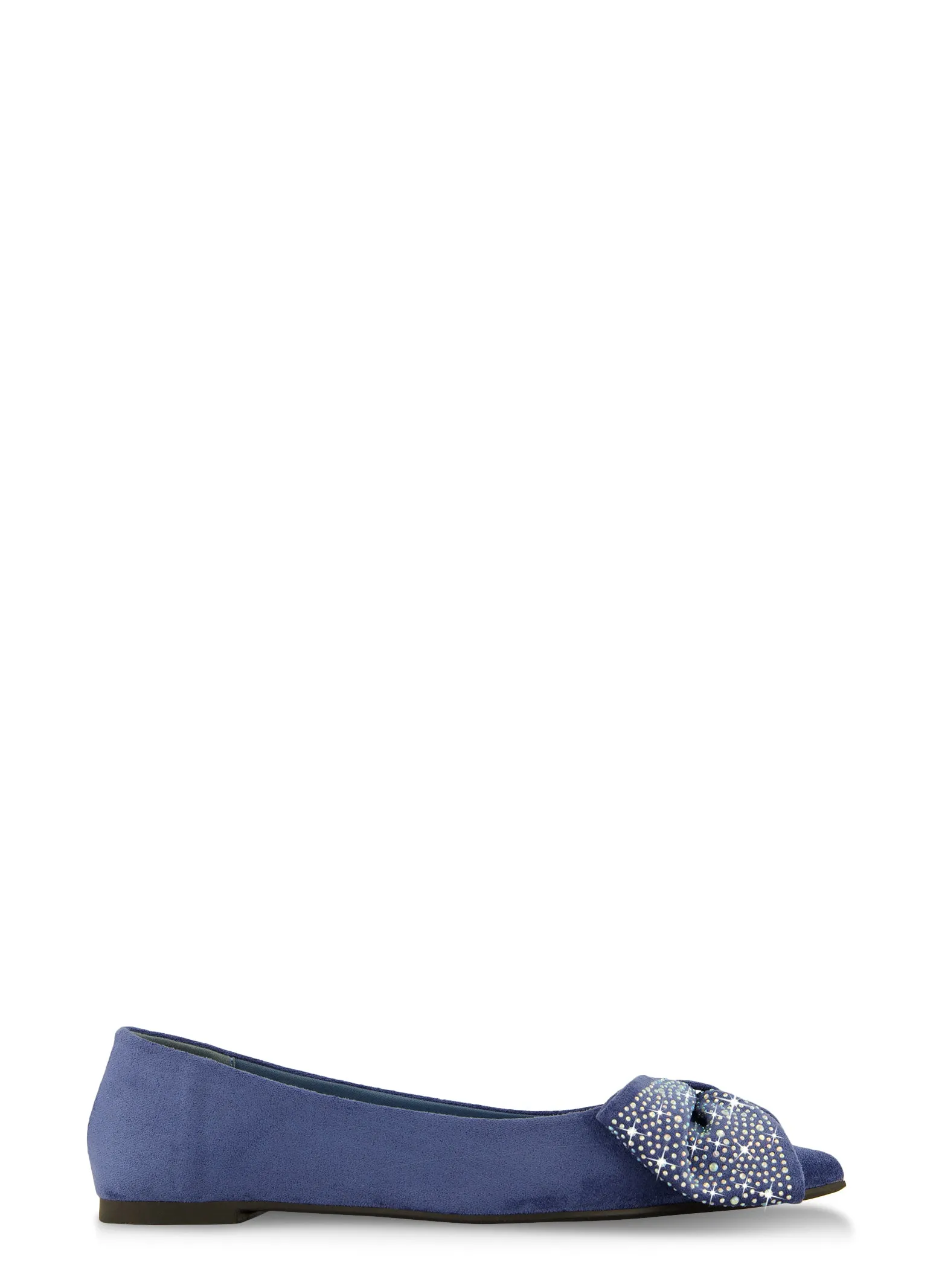 Rhinestone Studded Bow Pointed Toe Flats