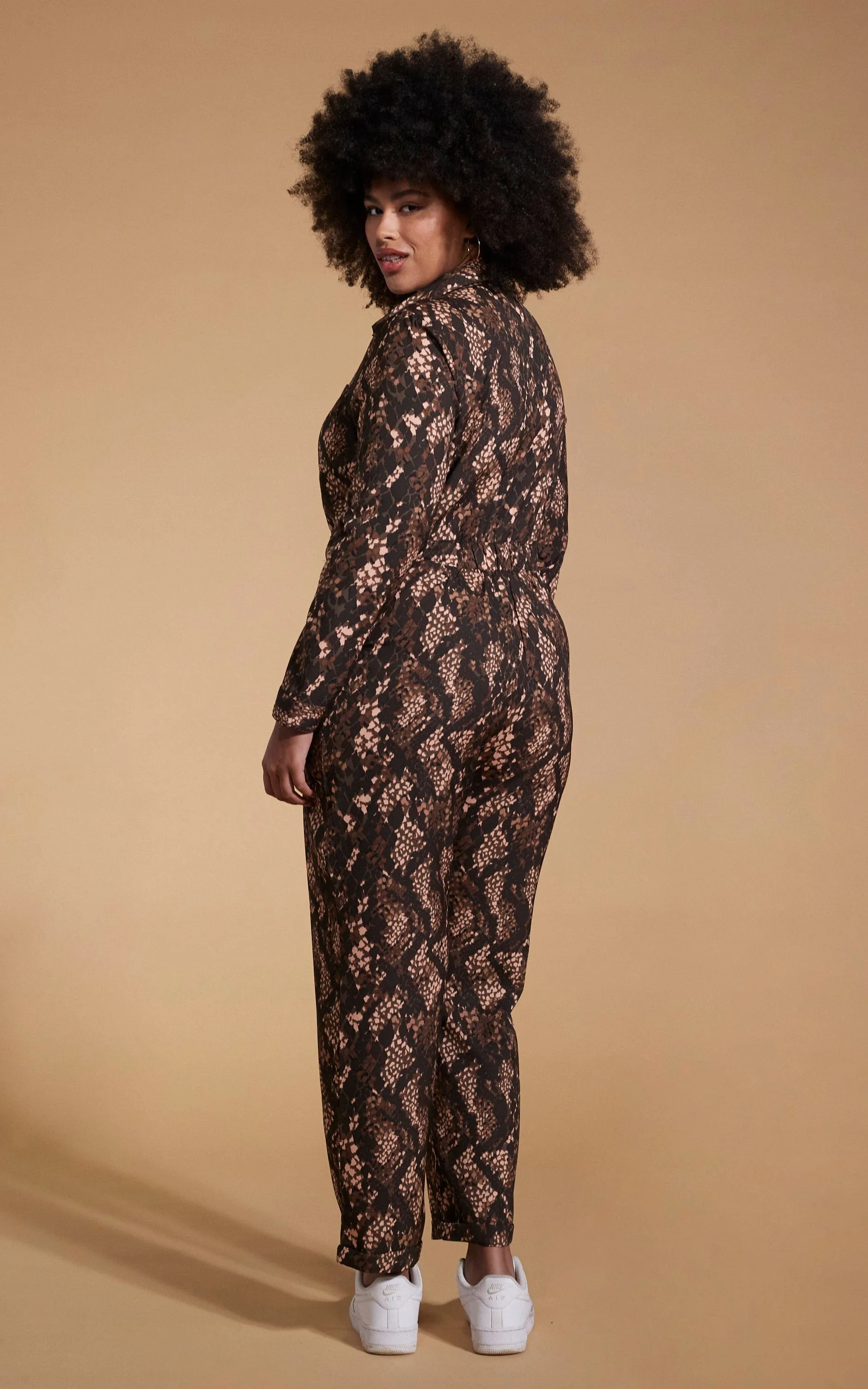 Roxanna Jumpsuit In Brown Snake - Extended Sizing
