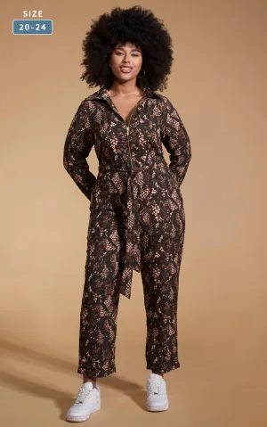 Roxanna Jumpsuit In Brown Snake - Extended Sizing