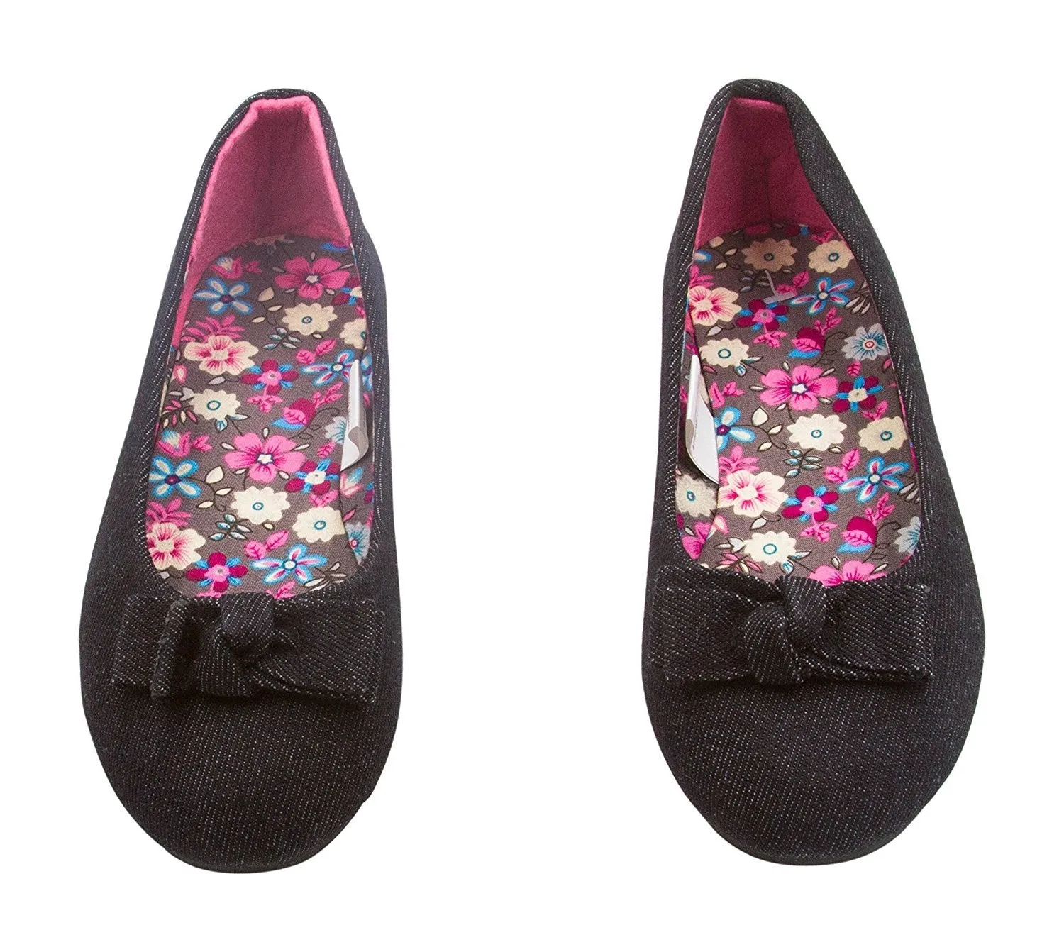 Sara Z Girls Solid Denim Ballet Flats With Solid Denim Bow