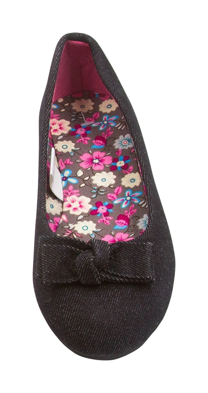 Sara Z Girls Solid Denim Ballet Flats With Solid Denim Bow