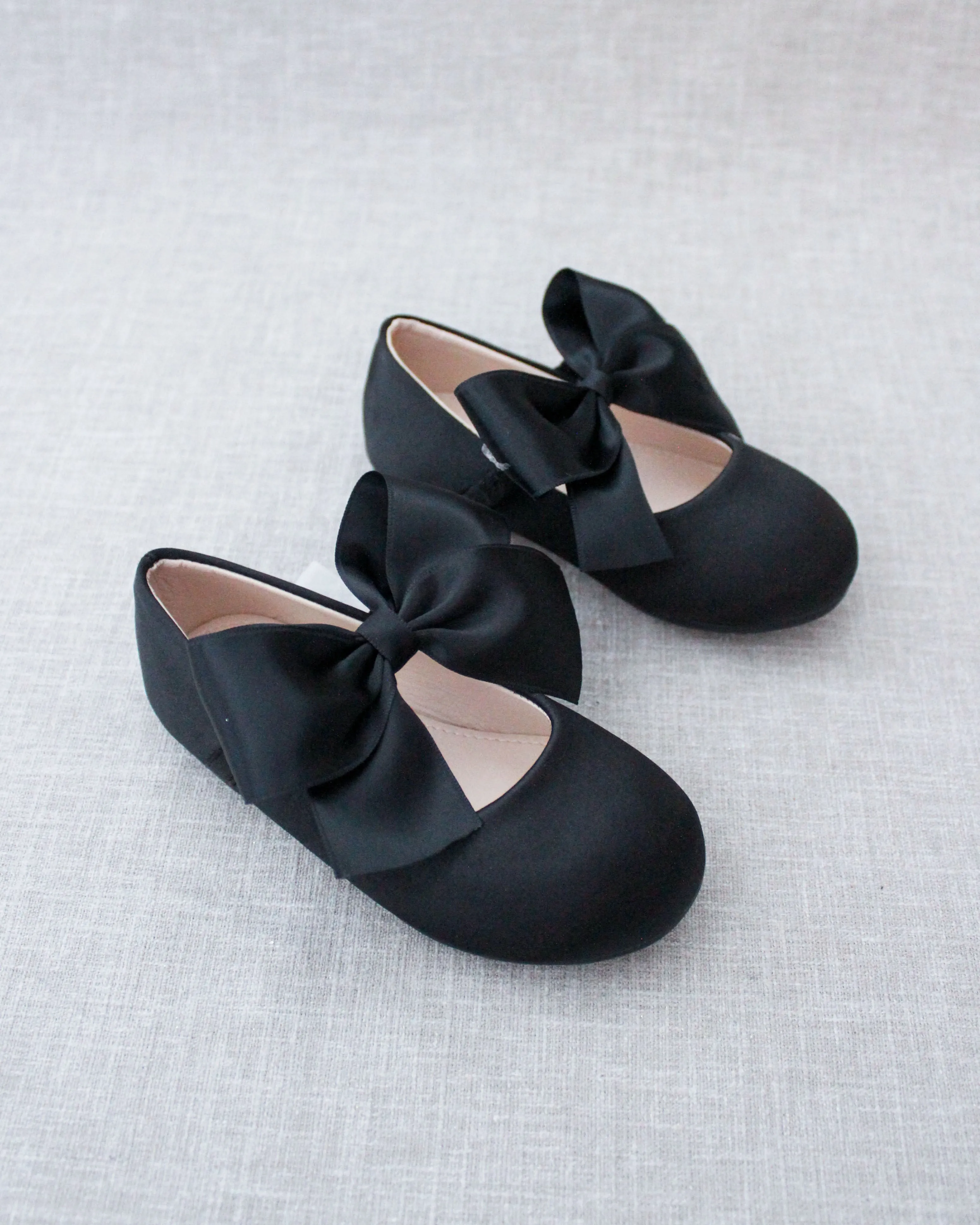Satin Mary Jane Flats with Satin Bow