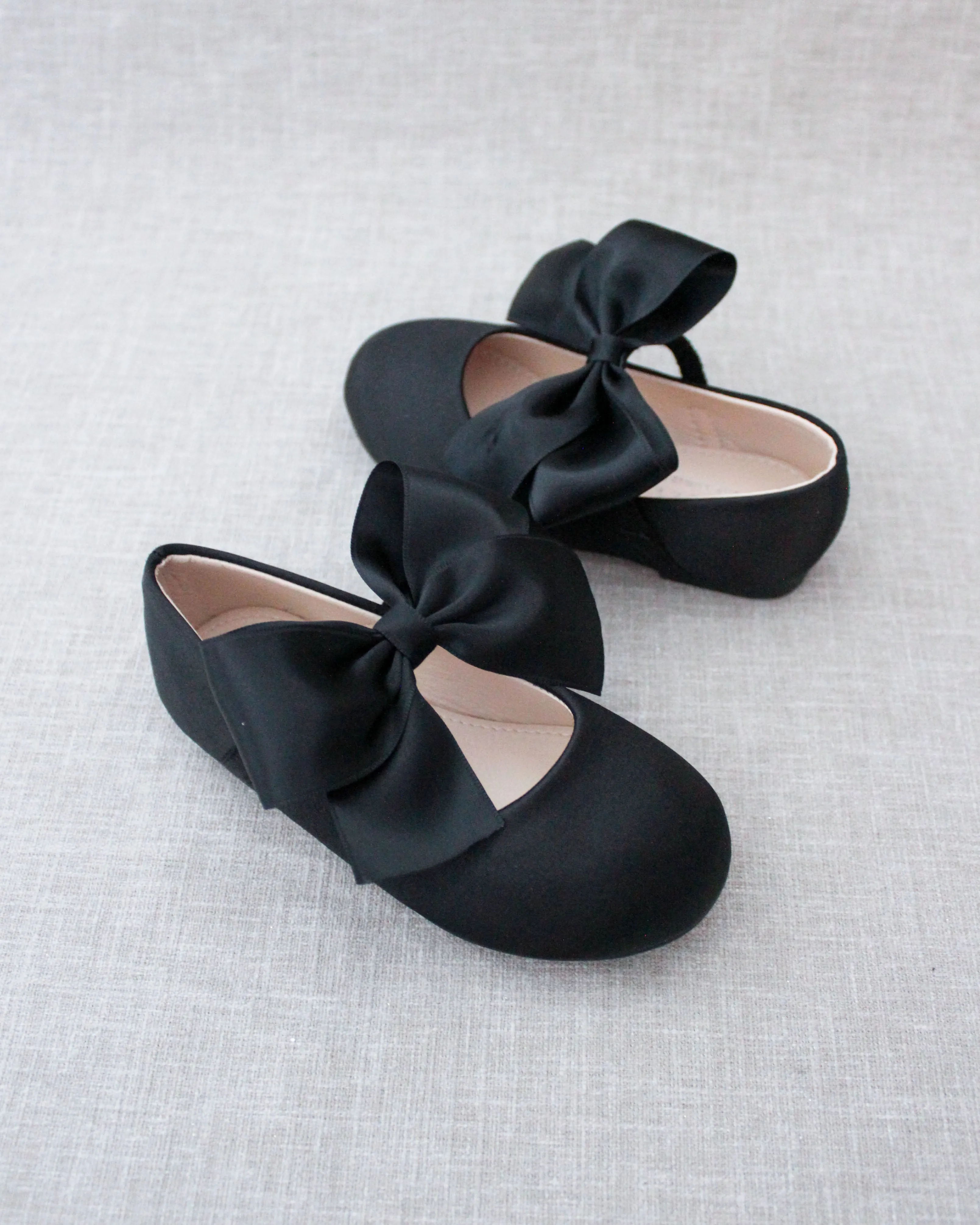 Satin Mary Jane Flats with Satin Bow