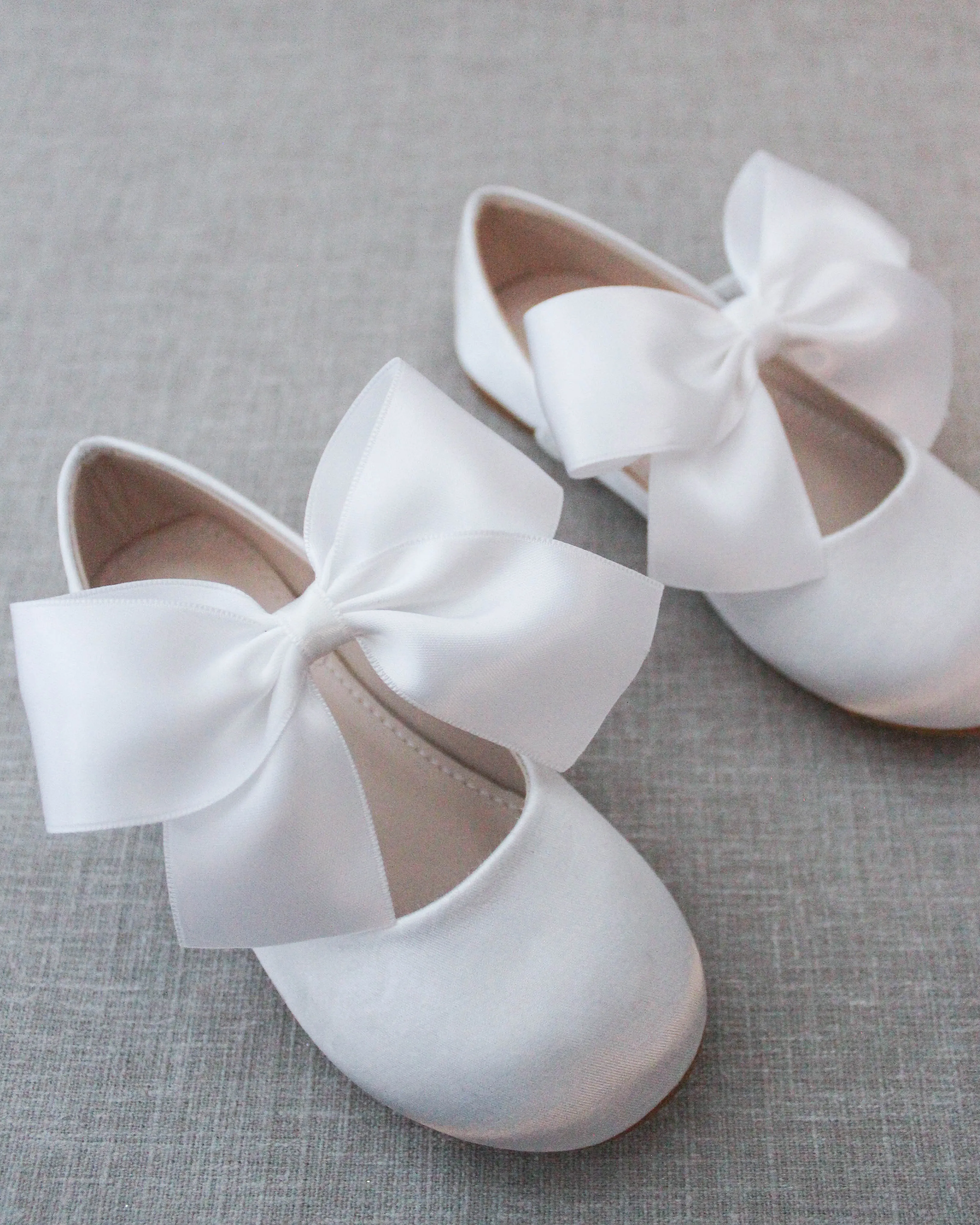 Satin Maryjane Flats with Satin Bow