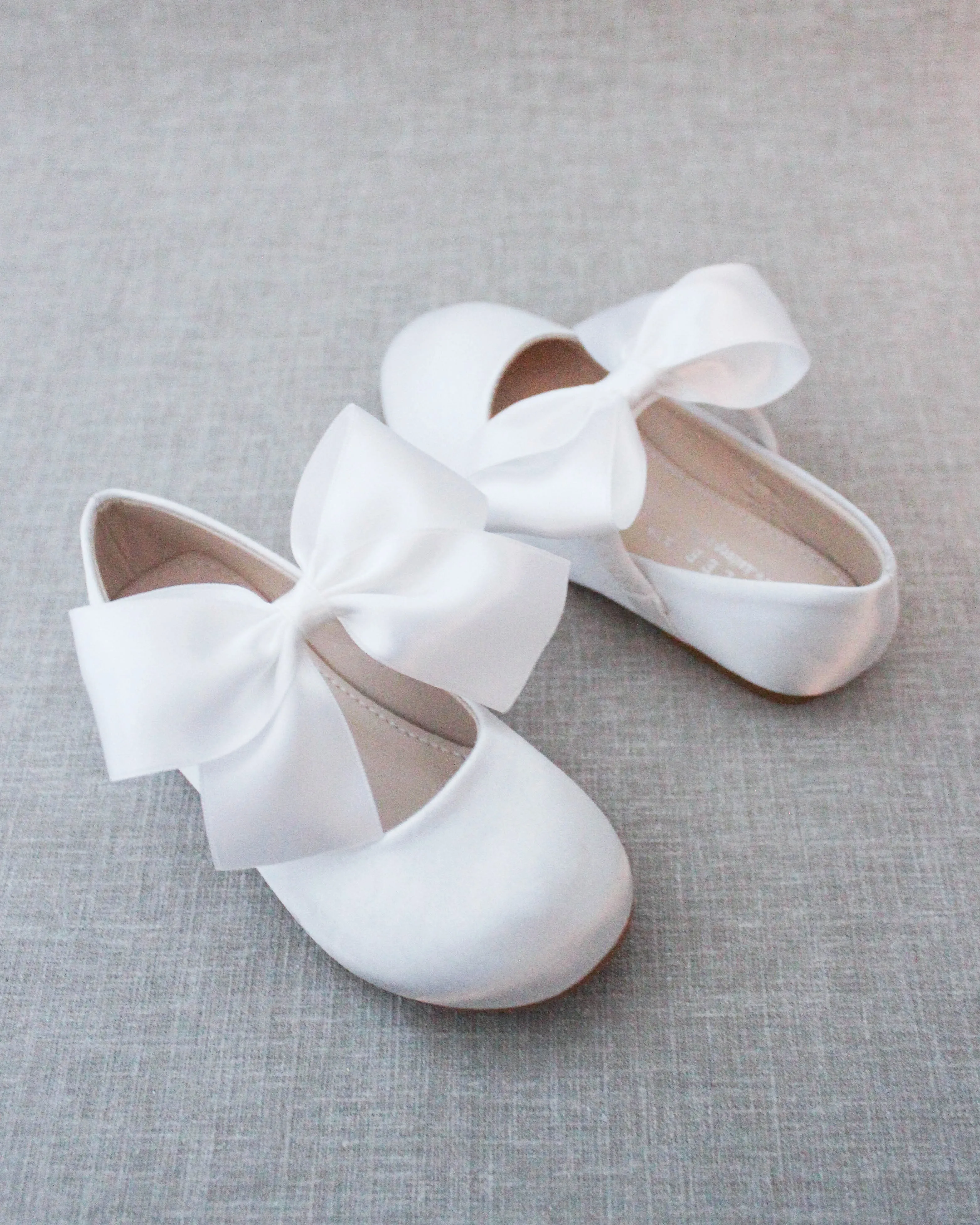 Satin Maryjane Flats with Satin Bow
