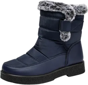 Snow Boots for Women Warm Fur Lined Ankle Boots Winter Comfy Flat Heel Booties Outdoor Waterproof Short Shoes