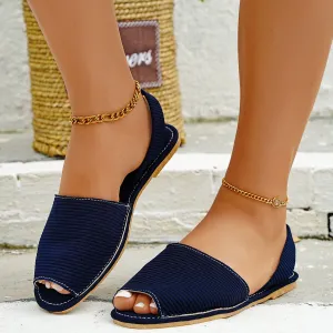 Sohiwoo Casual Peep Toe Flats Back Strap Sandals