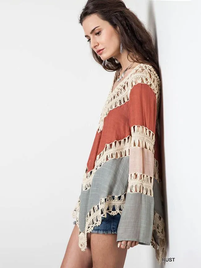 Special Long Sleeve V Neck Hollow T-Shirt Tops
