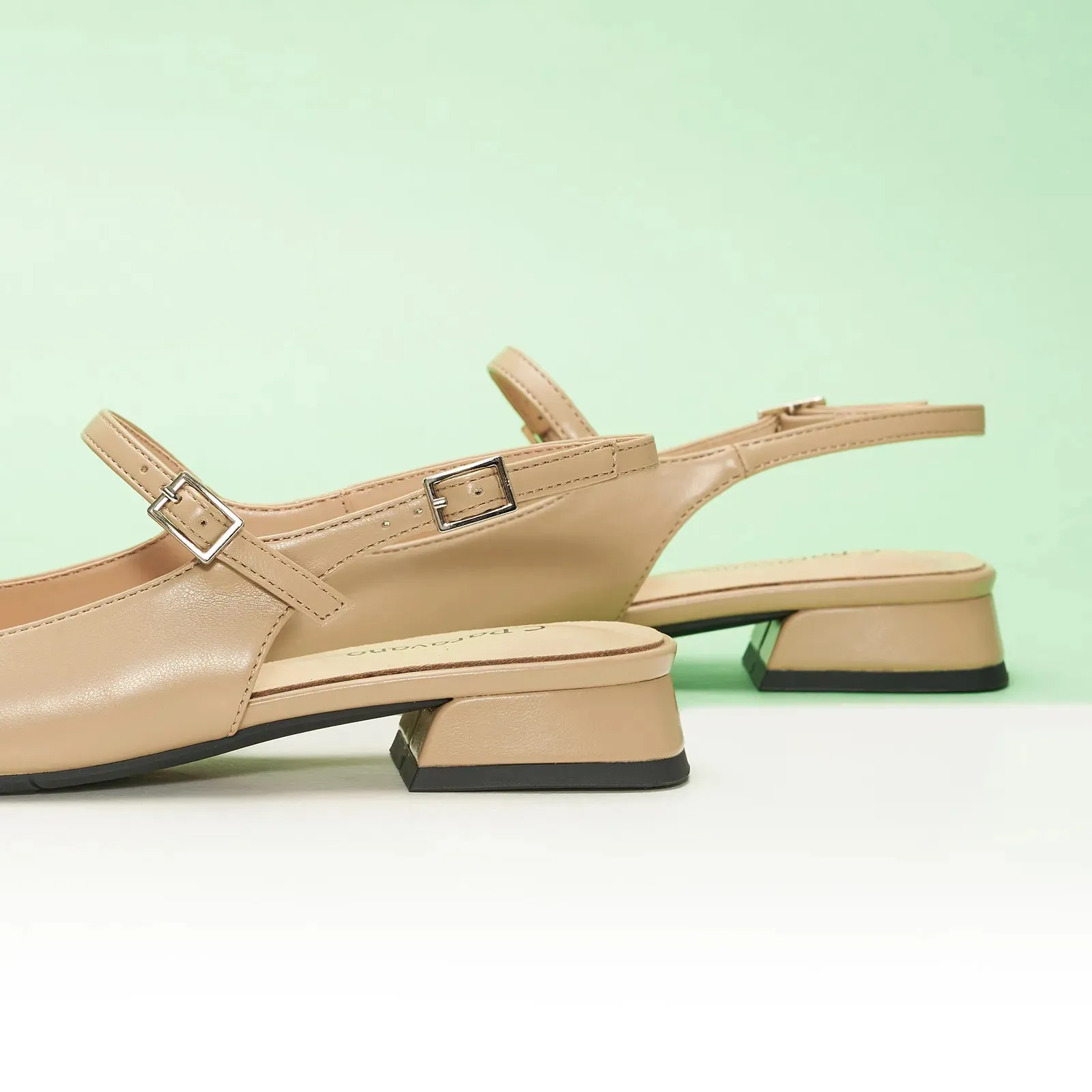 Square-Toe Sleek Slingback Flats (Felicia)