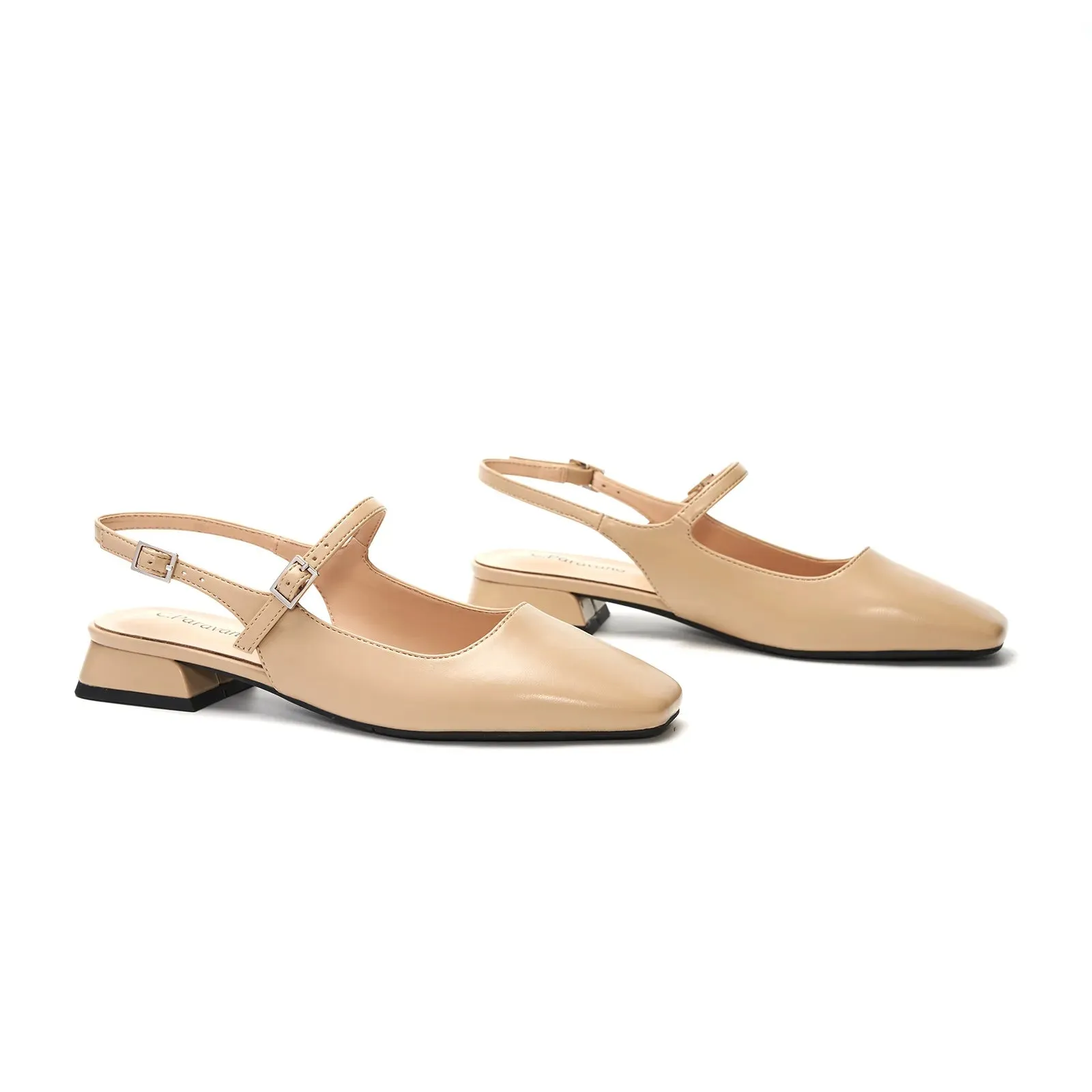 Square-Toe Sleek Slingback Flats (Felicia)