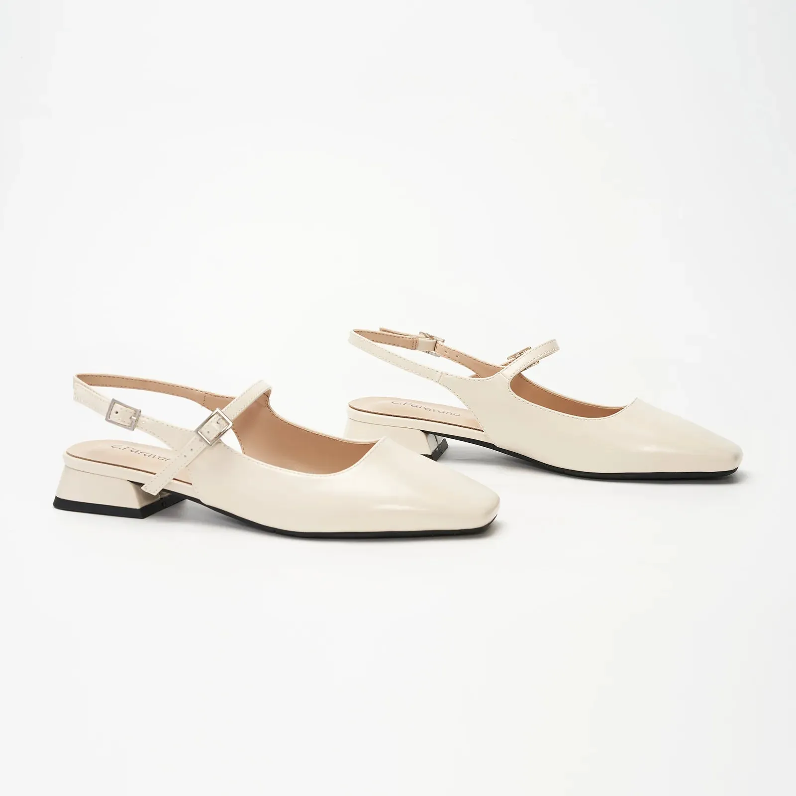 Square-Toe Sleek Slingback Flats (Felicia)