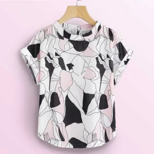 Stylish Abstract Pink Tops For Women & Girls