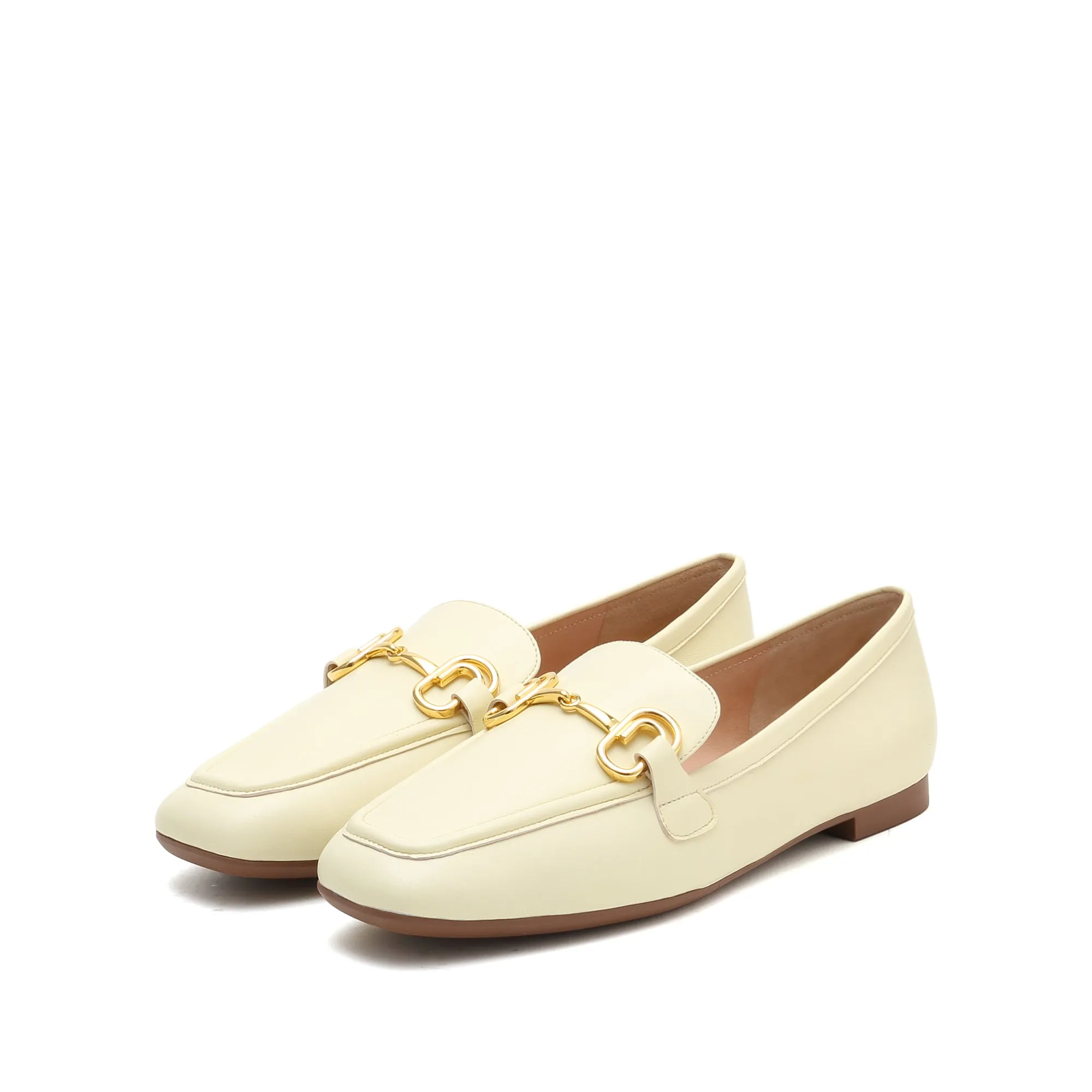 Taupe Classic Horsebit Flats Loafers