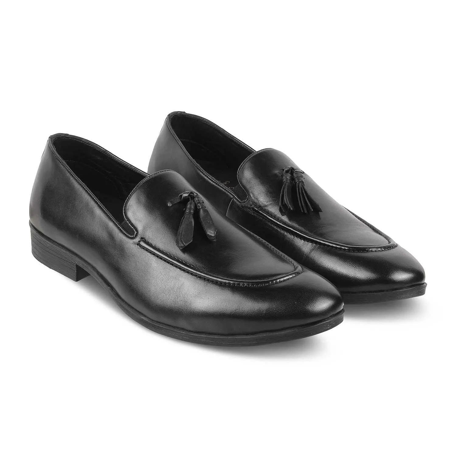 The Michan Black Men's Leather Tassel Loafers Tresmode