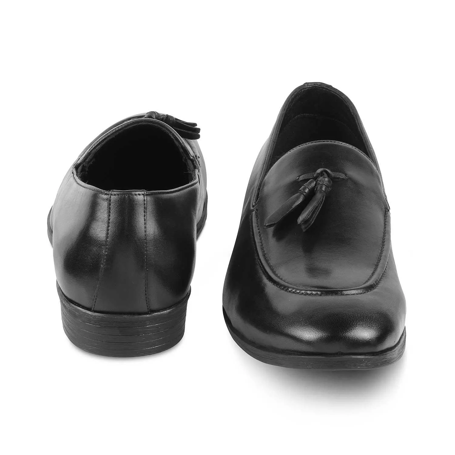 The Michan Black Men's Leather Tassel Loafers Tresmode