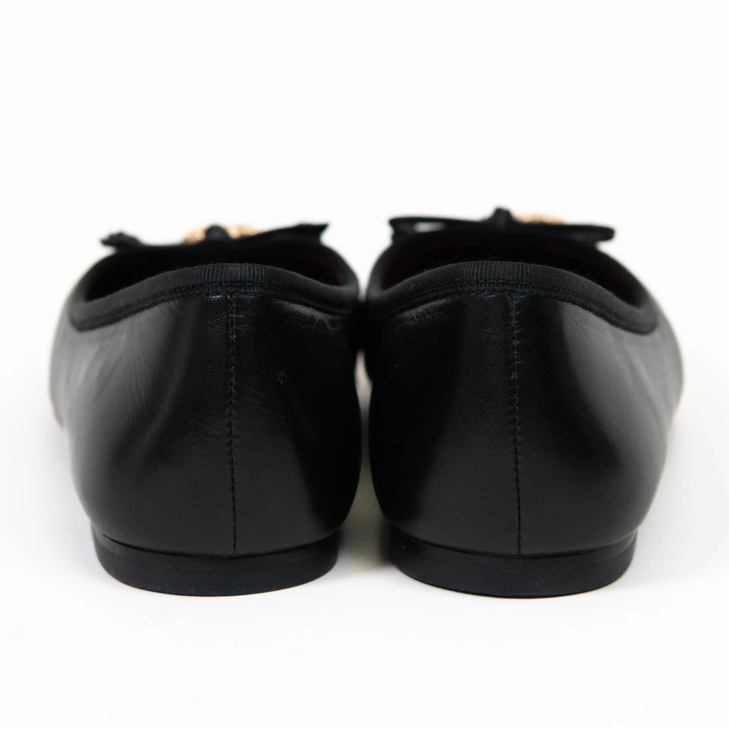 Tory Burch Charm black leather flat shoes size 7.5