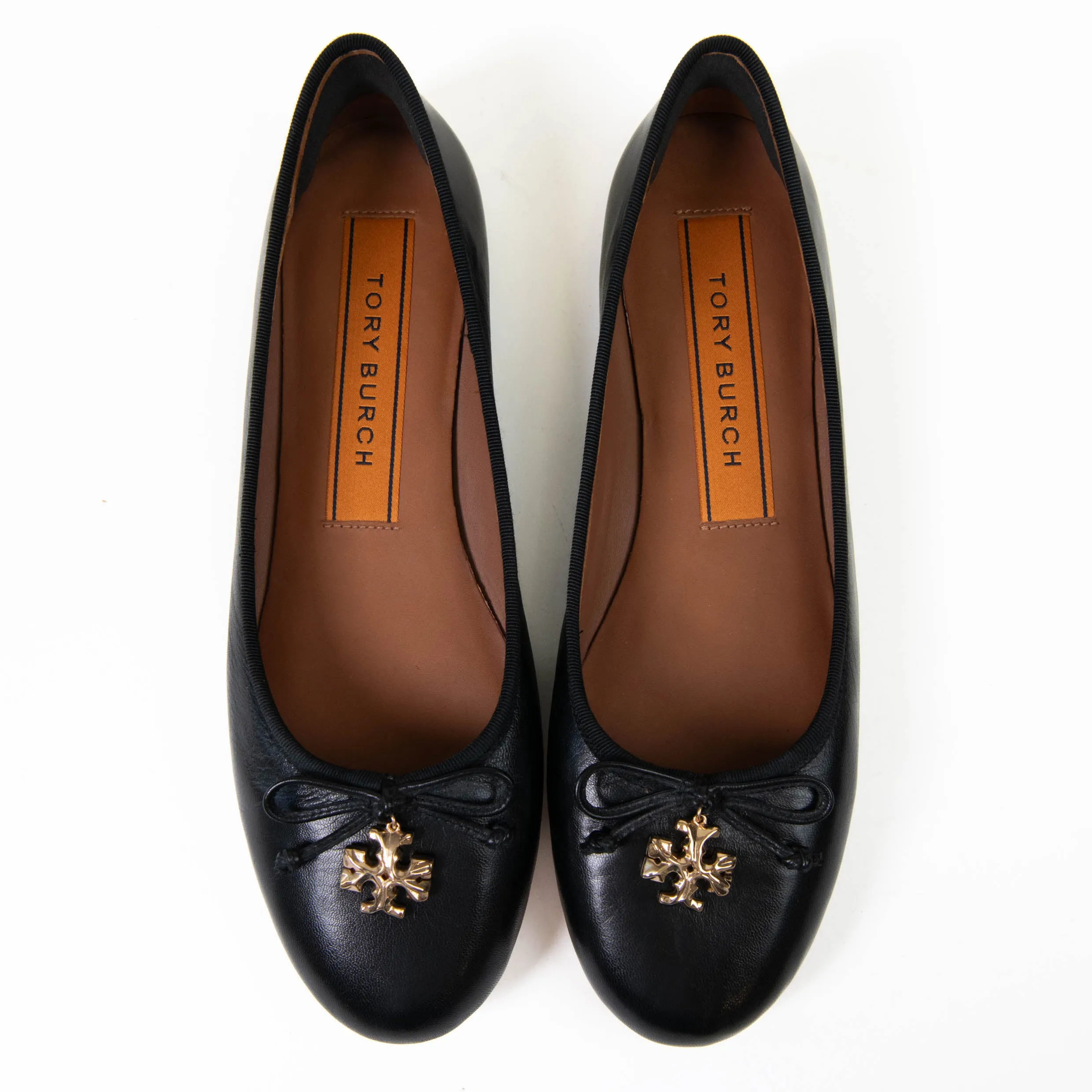 Tory Burch Charm black leather flat shoes size 7.5