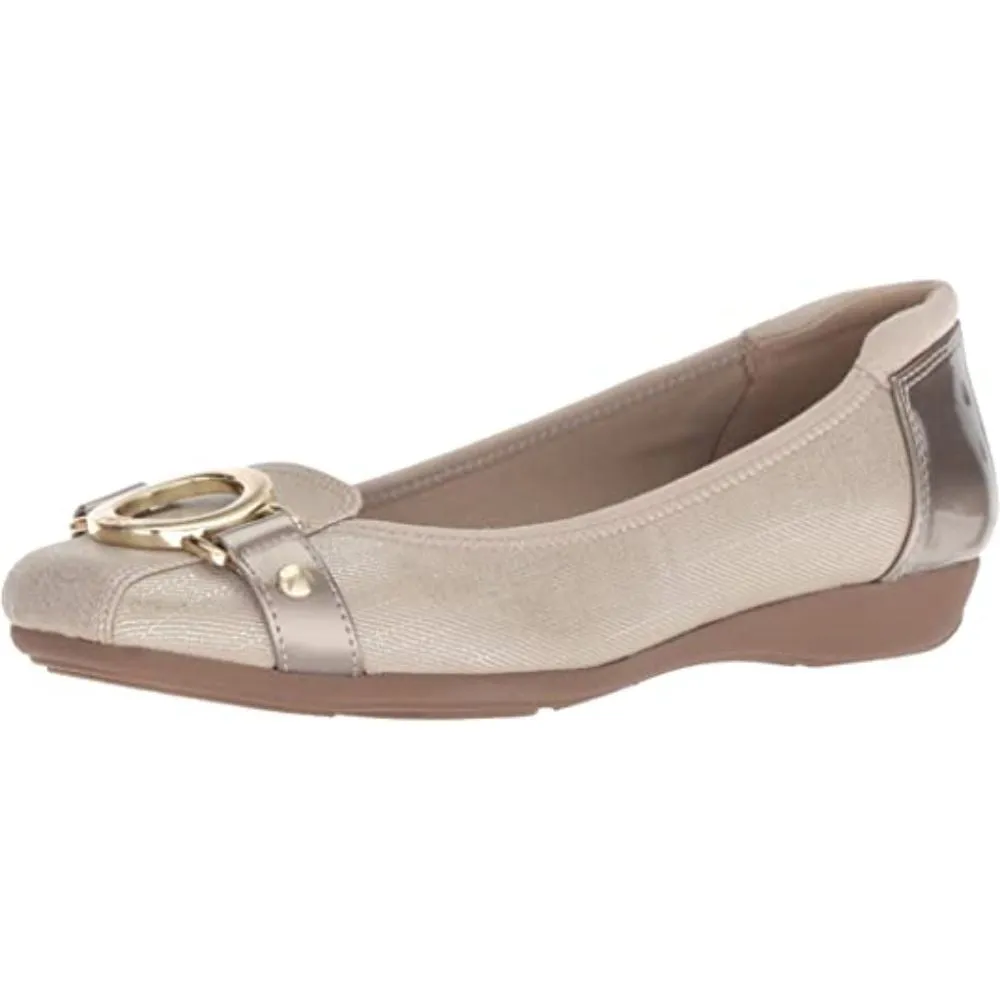 Umeko Medium Taupe Fabric Anne Klein Ballet Flats