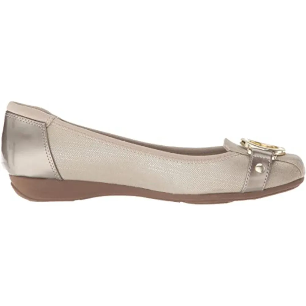 Umeko Medium Taupe Fabric Anne Klein Ballet Flats
