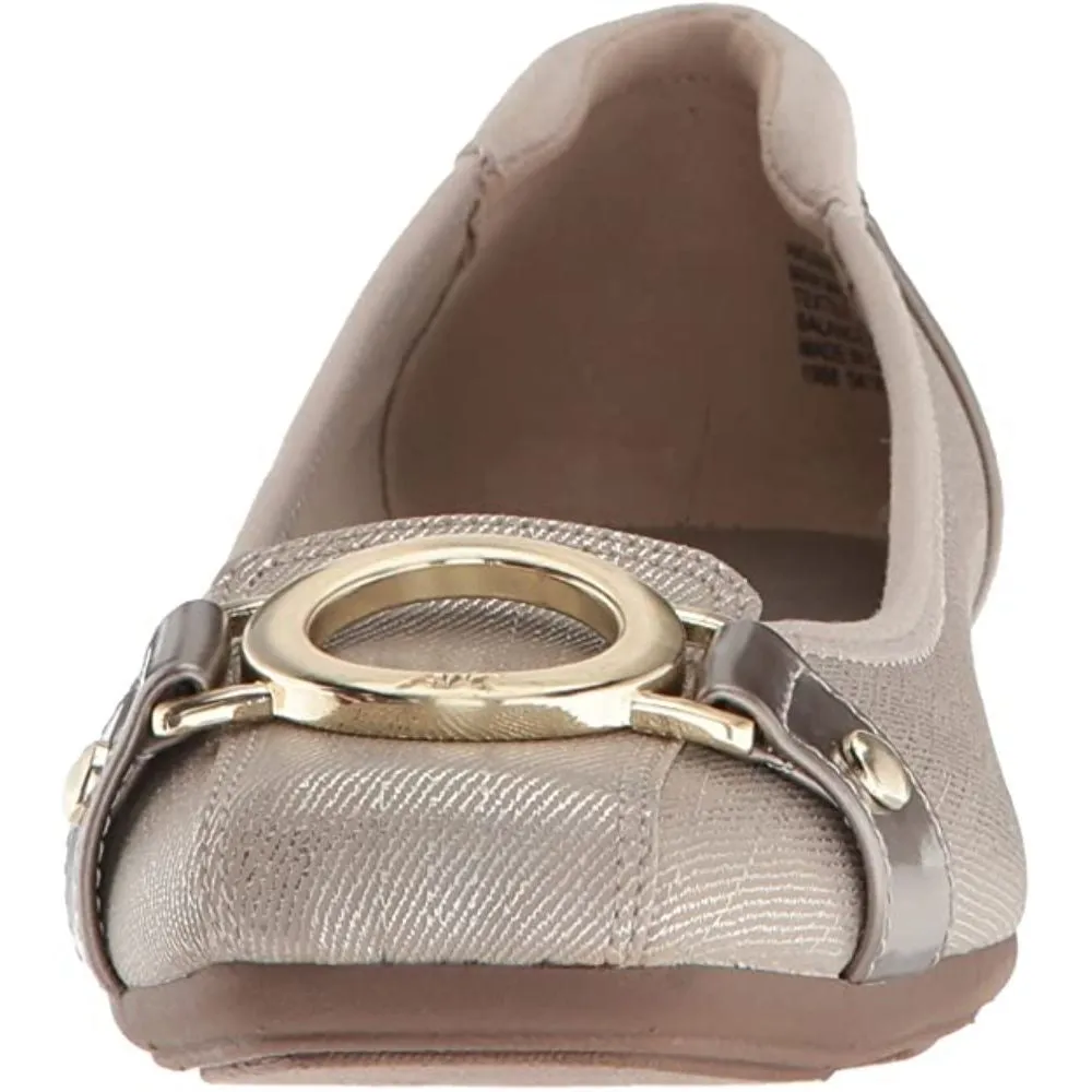 Umeko Medium Taupe Fabric Anne Klein Ballet Flats