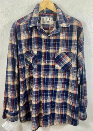Vintage Retro Navy, Red and Camel Flannel Size XL