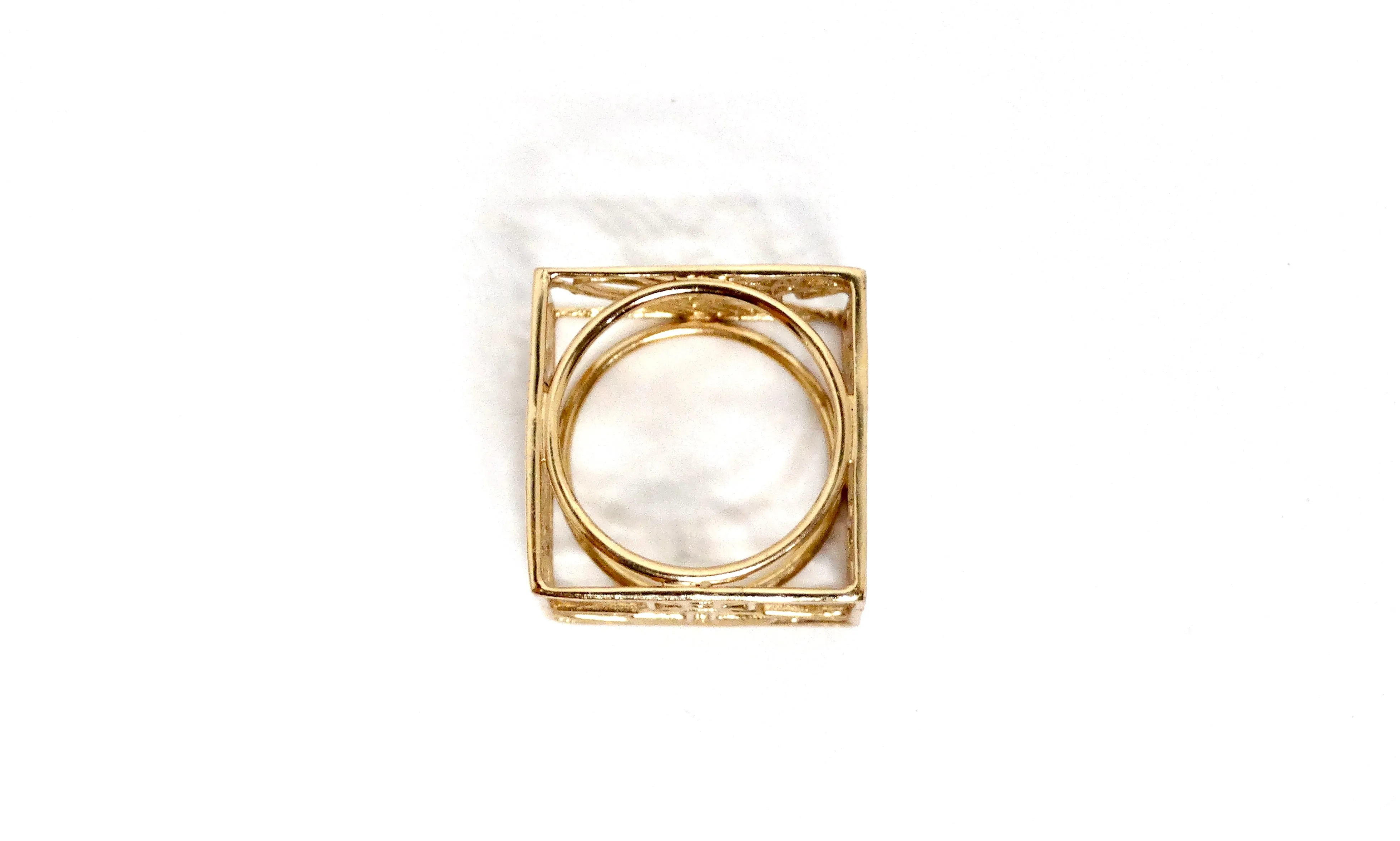 Vivienne Westwood 14k Gold Hollow Cube Orb Ring
