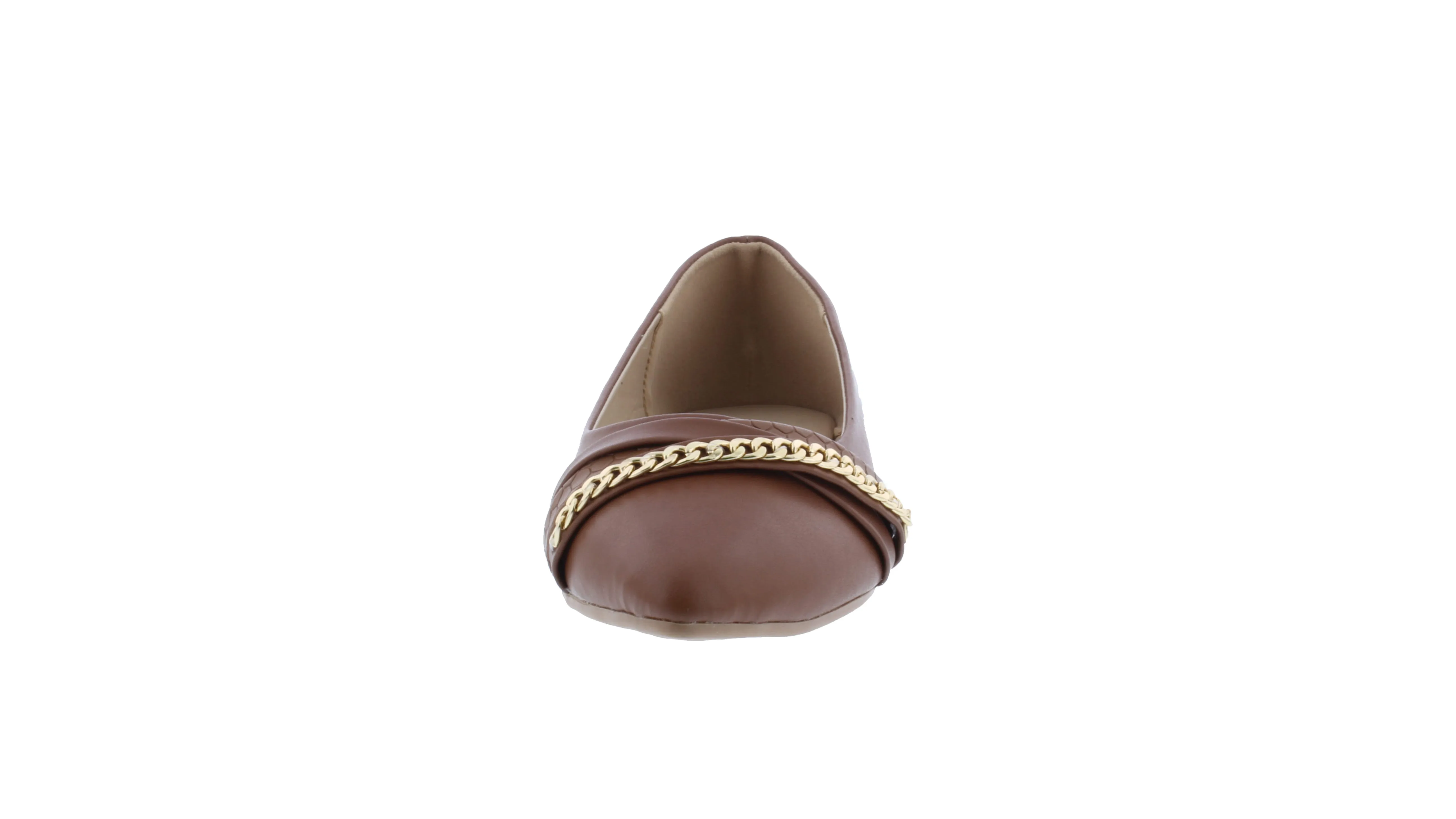 Women Faux Leather Ballerina with Chain