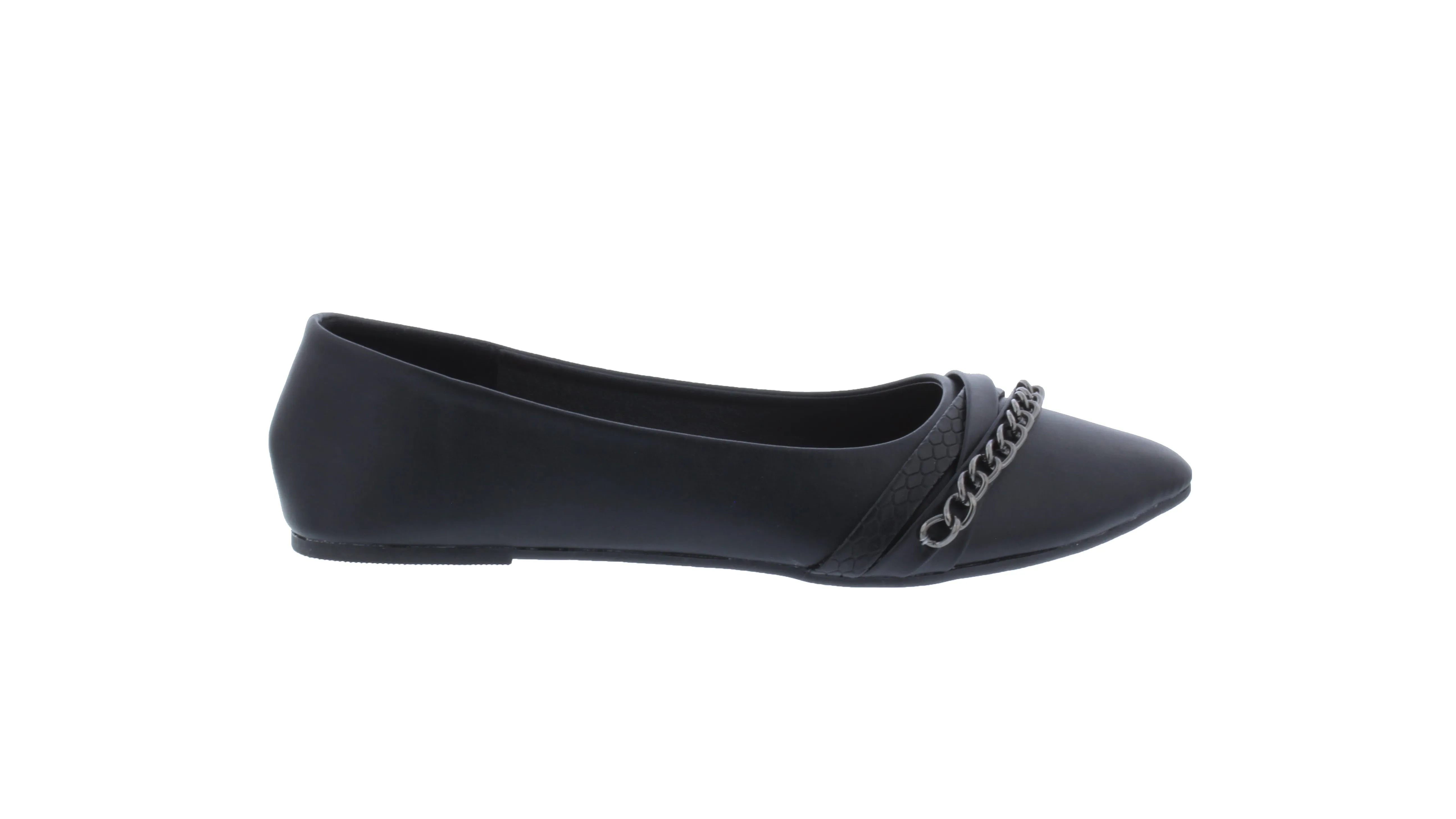 Women Faux Leather Ballerina with Chain