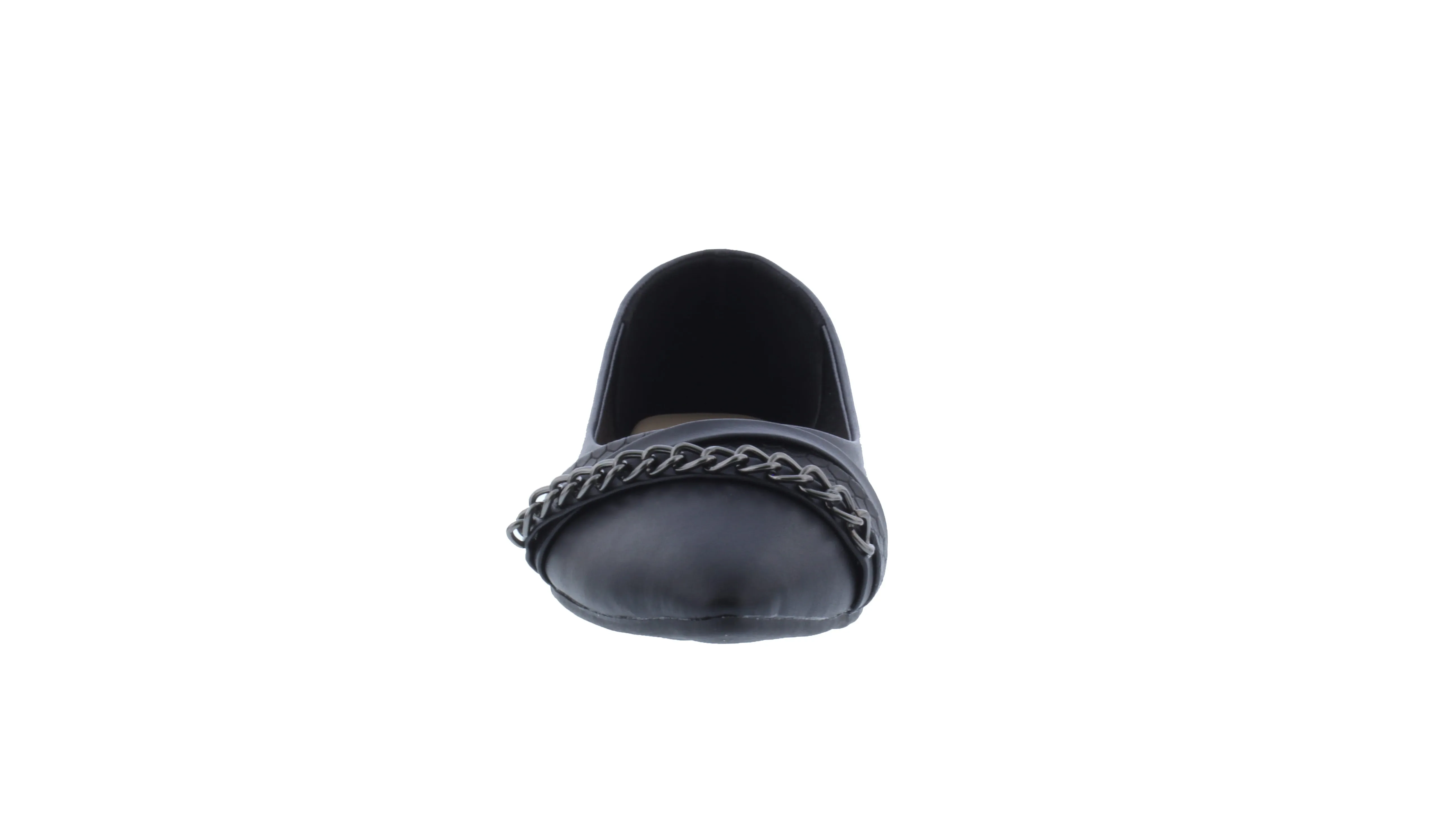 Women Faux Leather Ballerina with Chain