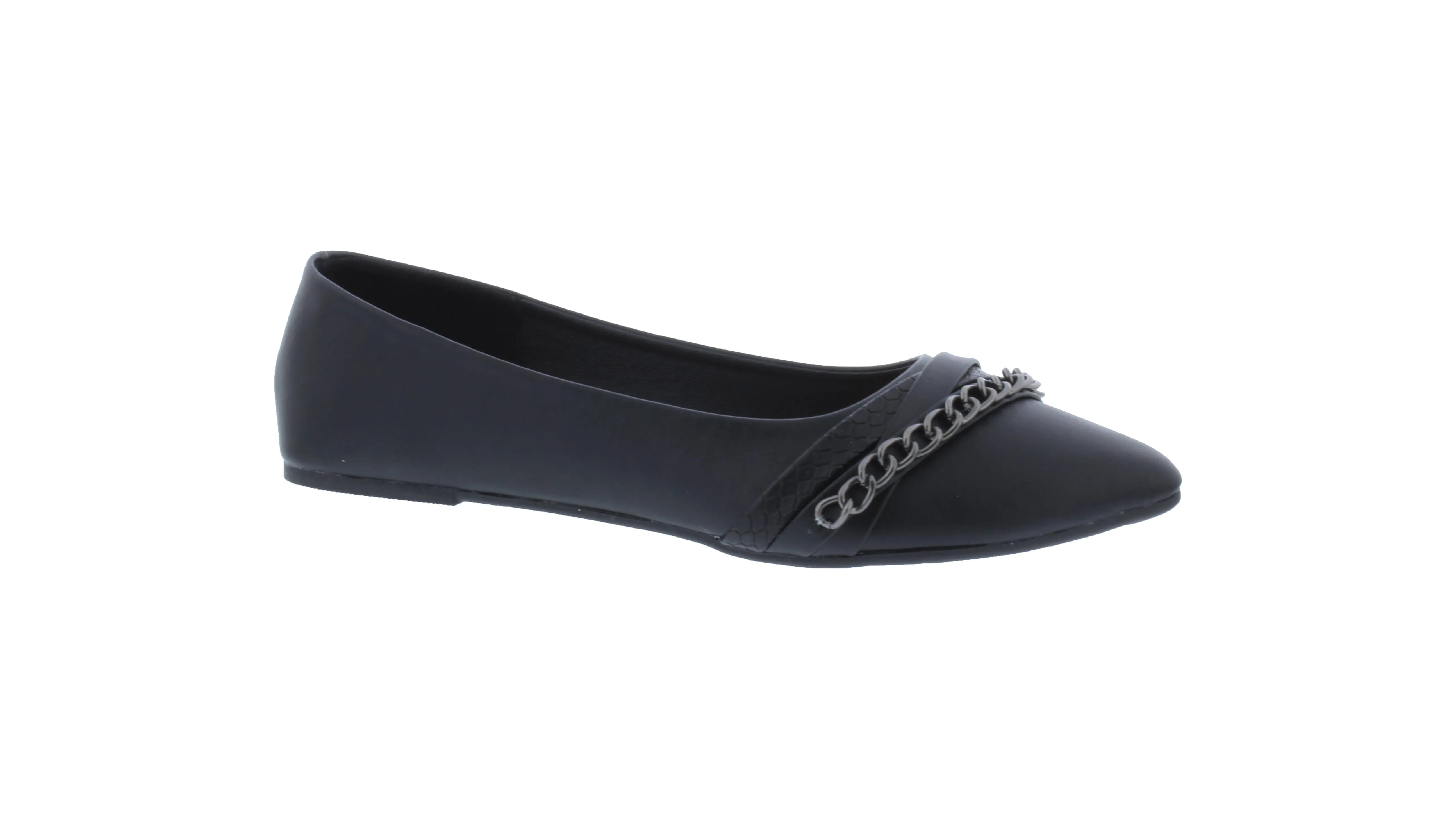 Women Faux Leather Ballerina with Chain