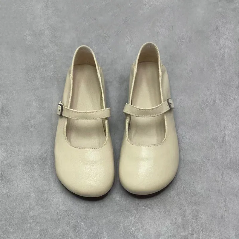 Women Handmade Versatile Soft Leather Flats