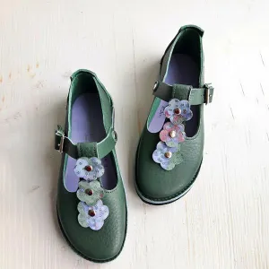 Women's College Style Belt Buckle Flower Flats 28457054S