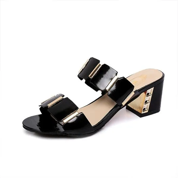 Women's Fashionable Chunk Heel Fish Mouth Sandals 49081185S