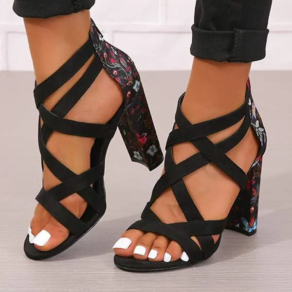 Women's Fashionable Chunky Heel Buckled High-Heeled Sandals 53230666C
