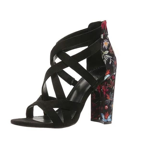 Women's Fashionable Chunky Heel Buckled High-Heeled Sandals 53230666C