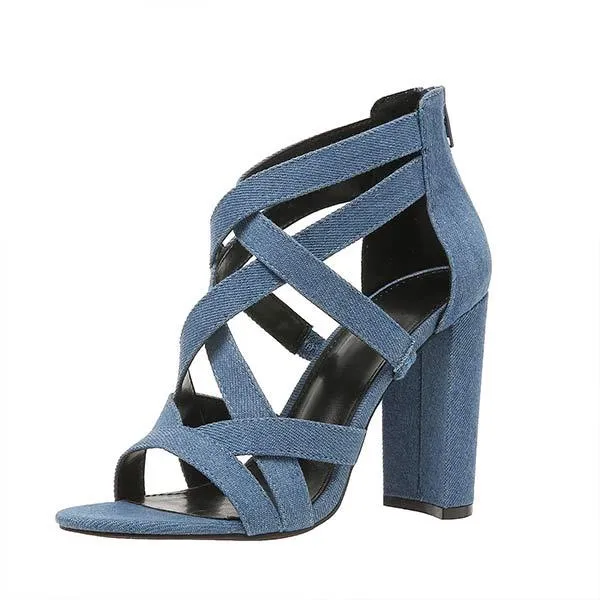 Women's Fashionable Chunky Heel Buckled High-Heeled Sandals 53230666C
