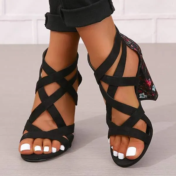 Women's Fashionable Chunky Heel Buckled High-Heeled Sandals 53230666C