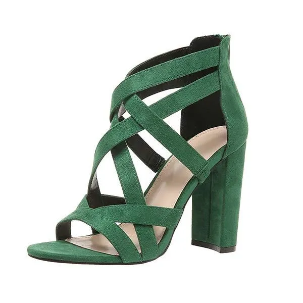 Women's Fashionable Chunky Heel Buckled High-Heeled Sandals 53230666C
